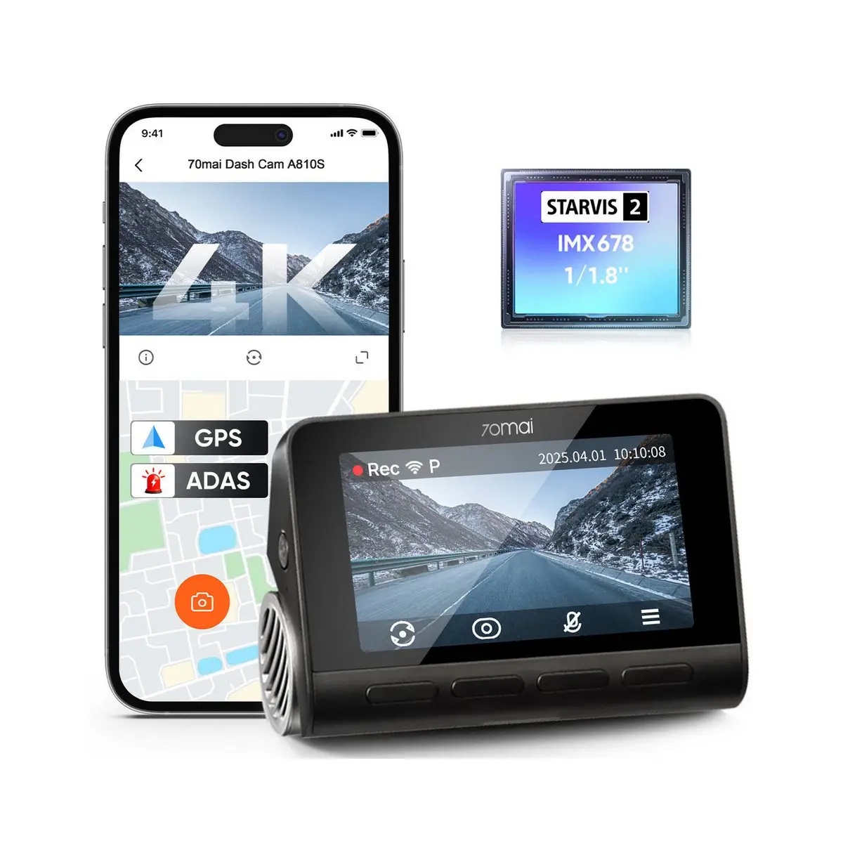 Preisvergleich für 70mai Dashcam Auto A810S 4K HDR, mit STARVIS 2 ...
