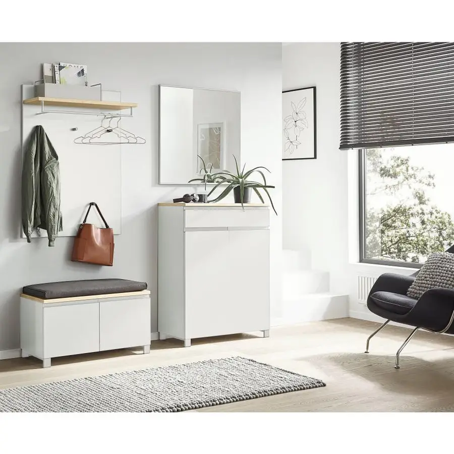 Preisvergleich für Dieter Knoll GARDEROBE Silber, Weiß, Eiche 180x193x40 cm, aus Holzwerkstoff