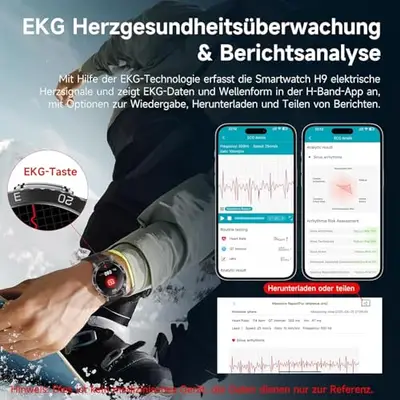 YUPENG Men's Smartwatch, 1.43 Inch AMOLED Watch ECG/HRV/Uric
