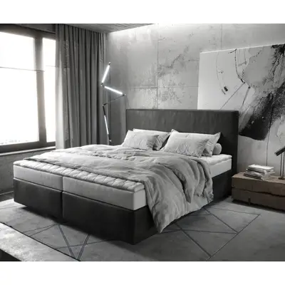 Preisvergleich für Boxspringbett Dream-Well 180x200 cm Mikrofaser Anthrazit Vintage mit Matratze und Topper, BxHxT 180x112x200 cm