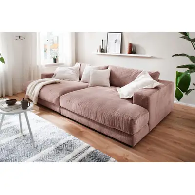 Preisvergleich für KAWOLA Big Sofa MADELINE Cord rosa, BxHxT 290x190x85 cm, aus Federn