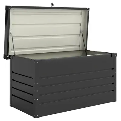 Preisvergleich für Outsunny Gartenbox Metall 450L Kissenbox mit doppelwandig Deckel Handschuhe 120x61x62 cm Wasserabweisend Abschließbar Auflagenbox, BxHxT 120x62x61 cm, in der Farbe Grau, aus Stahl