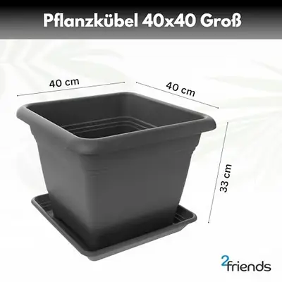 Robuste Pflanzuntersetzer Für Draußen (2er Set) – 35x35 Cm, Anthrazit, Frostsicher