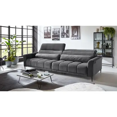 Big Sofa Cord grau elektrisch ausfahrbar 280 cm