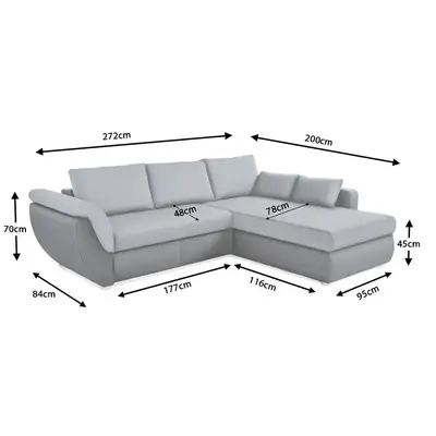 Preisvergleich für Ecksofa Torgau Strukturstoff Beige/Dunkelbraun, BxT 131x224 cm