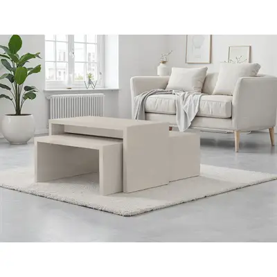 Preisvergleich für OTTO home Couchtisch Piano UV lackiert, 2-er Set, BxHxT 43x67x38 cm, in der Farbe Beige, aus Spanplatte