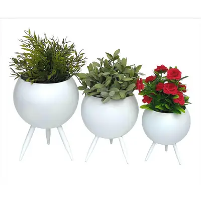 Preisvergleich für DanDiBo BLUMENHOCKER Weiß 20x27x20 cm, aus Metall