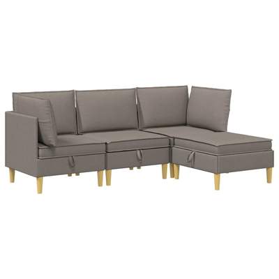 Preisvergleich für vidaXL Wohnzimmergarnitur mit Kissen mit Speicher 4 Stk Taupe Stoff 3413705, BxHxT 54x25x73 cm
