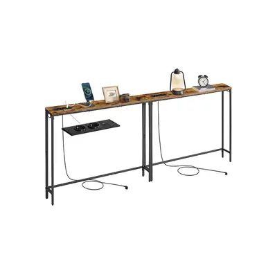 Preisvergleich für VASAGLE Konsolentisch schmaler Sofatisch (2-St., 2 Tisch), für Flur und Wohnzimmer, einfache Montage, 100 x 15 x 80 cm, BxHxT 100x15x80 cm, in der Farbe Braun