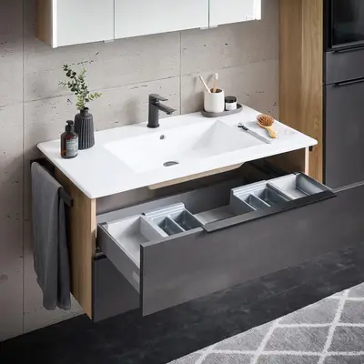 Preisvergleich für Dieter Knoll BADEZIMMER Graphit, Eiche 92 cm, aus Holzwerkstoff