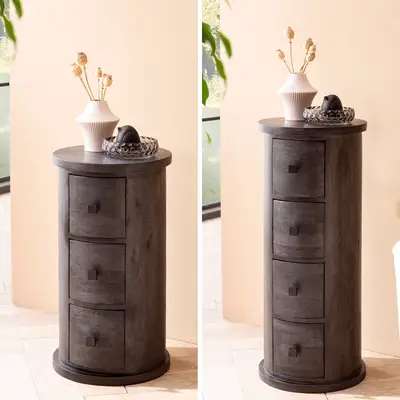 FineBuy Sideboard Mango Massivholz Schwarz - Runde  Produktbild-Vorschau 7