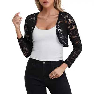 Damen Bolero Jäckchen Bolero Jacke Chiffon Schwarz Preisvergleich