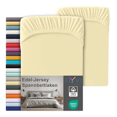 Preisvergleich für NYVI Edel Jersey Spannbettlaken Deluxe für Matratzen bis 25 cm Steghöhe - 100% Baumwolle supergekämmt, 140g/m², Rundumgummizug, BxHxT 140x200x160 cm