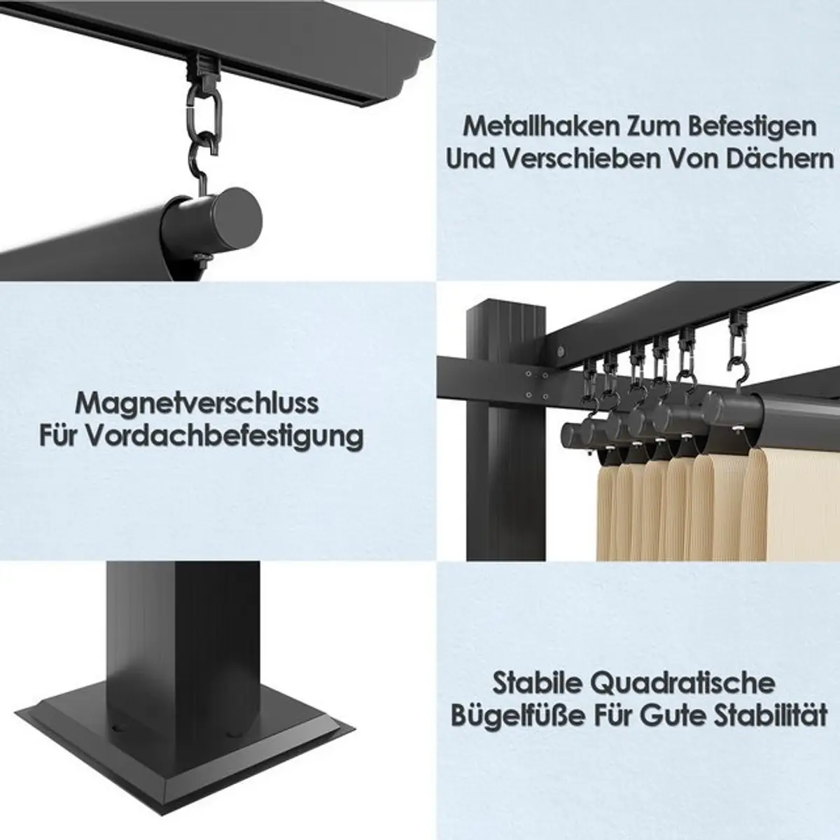 Ersatzplane Für Pavillon Mit Air Vent – Polyester 180 G/m², 3x3 M, Grau, Mit Befestigungsbändern