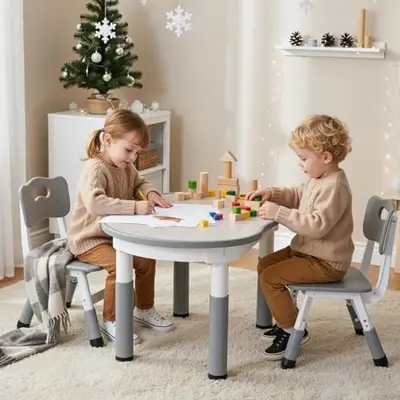YRHome Kindertisch Mit 2 Stühlen – Höhenverstel Produktbild-Vorschau 3