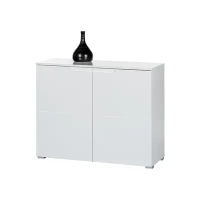 Preisvergleich für Kommode weiß hochglanz 100 cm 2-türig - SPICE, BxHxT 100x40x80 cm, aus Holz