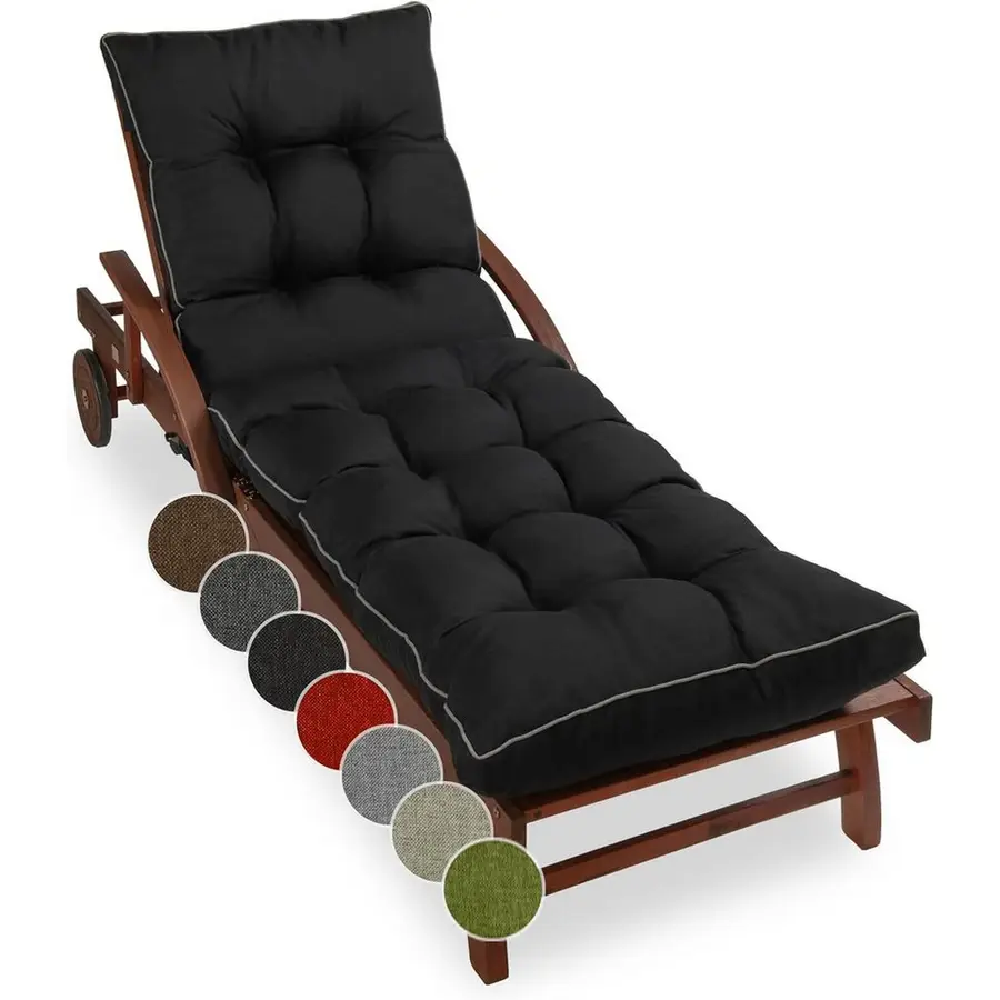 Preisvergleich für sunnypillow Liegenauflage 200 x 60 - Auflage für Gartenliege extra dick 13cm, Schwarz