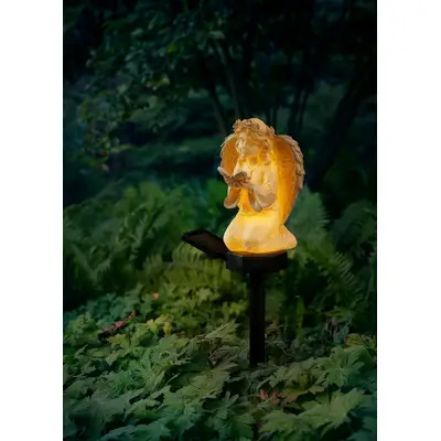 Preisvergleich für IC Gardenworld LED Solarleuchte Engel Figur mit Solar LED Licht, aus Kunststein gefertigt, LED fest integriert, Warm-weiß,