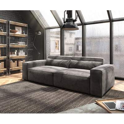 Preisvergleich für DELIFE Big-Sofa Sirpio, Mikrofaser Khakibraun 230x95 cm mit Hocker, BxHxT 266x125x71 cm, in der Farbe Braun