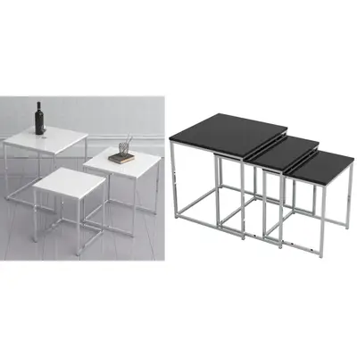 Preisvergleich für VCM 3-tlg. Set Beistelltisch Couchtisch schlicht Sofatisch aus Metall und MDF Kaffeetisch - Glisal, BxHxT 4x4x4.2 cm, in der Farbe Weiss, aus Holzwerkstoff
