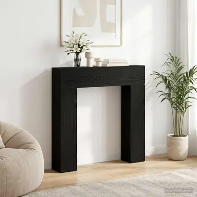 Preisvergleich für vidaXL Kaminumrandung Schwarz Eichen-Optik 102 x 18 x 100,5 cm, BxHxT 102x100.5x18 cm, aus Holzwerkstoff