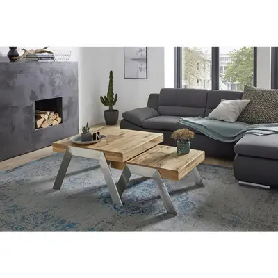 Preisvergleich für Venda COUCHTISCH Eiche, Edelstahl 82.5x45x80 cm, aus Metall