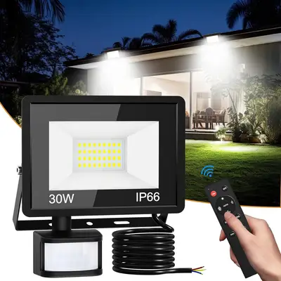 Preisvergleich für Led Strahler Mit Bewegungsmelder Außen, 30w Superhell Led Fluter Mit Fernbedienung, Ip66 Wasserdicht Scheinwerfer, 6500k, in der Farbe Weiss, aus Glas