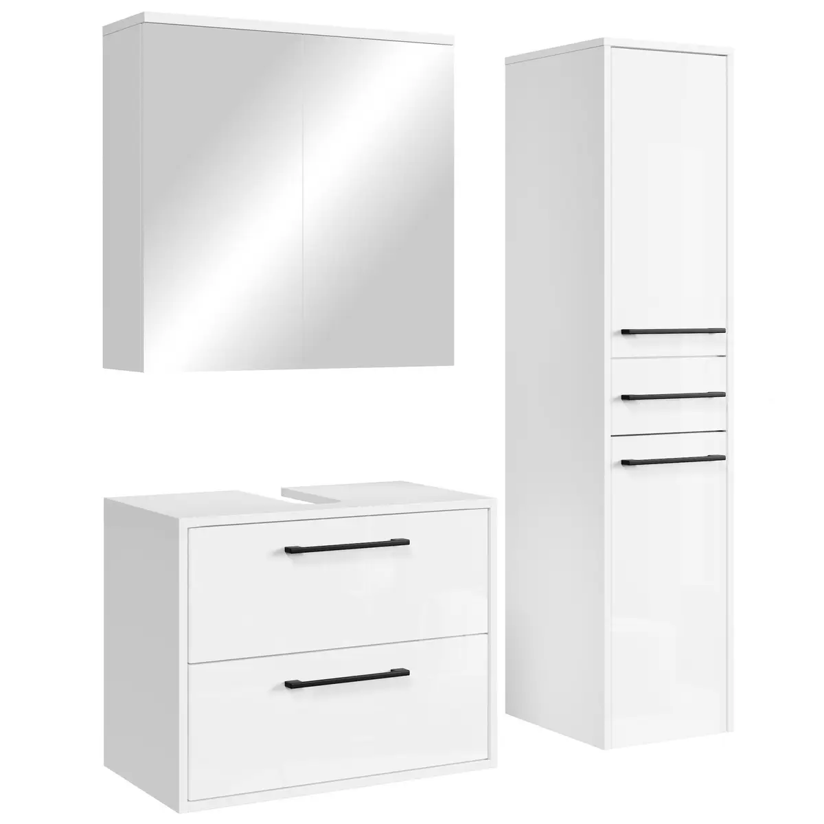 Preisvergleich für BADMÖBEL-SET Florence 3 Teile Schwarz Matt - 60 x 35 ...