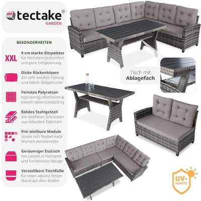 Preisvergleich für tectake® Gartenbank, Set mit Bank und Esstisch