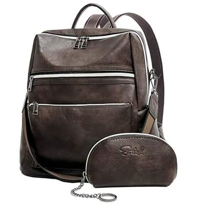 Produktbild von Rucksack Damen,Wasserdicht Cityrucksack Handgepäck Laptop Lässig Rucksack Tasche 2 In 1 Mit Laptopfach Modern Schulrucksack Reiserucksack Damen Elegant Schule Daypack Backpack Women Khaki