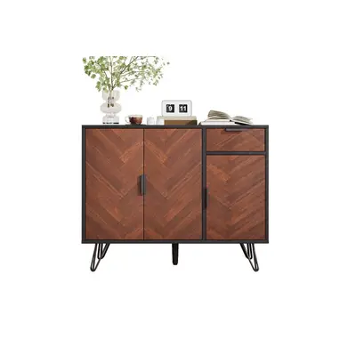 Preisvergleich für SOFTWEARY Sideboard Breite 90 cm, in der Farbe Schwarz, aus Metall