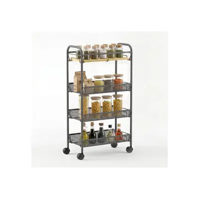 Preisvergleich für Sekey Beistellwagen Küchenwagen schmal Nischenregal mit Rollen 20cm breit Rollwagen schmal, Regalwagen mit Rollen, 43,8x19x83cm, BxHxT 51.5x45x37 cm, in der Farbe Grau, aus Metall