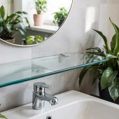 Preisvergleich für Tulup Glasregal Bad Glasablage für Badezimmer 50x13 cm Badezimmer Glasregal Transparent Glasregal für Badezimmer, BxHxT 60x25x5 cm, aus Glas