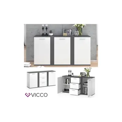 Vicco Kommode Novelli, Regal mit Türen, Anthrazit/Weiß, 155 x 80 cm mit Vicco Kommode Novelli, Regal mit Türen, Anthrazit/Weiß, 155 x 80 cm mit