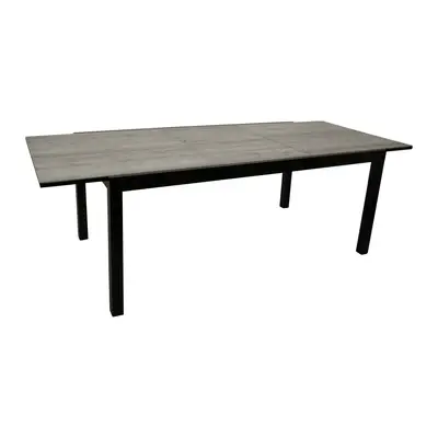 Preisvergleich für DEGAMO Ausziehtisch FARO 180/240x100cm, Aluminium anthrazit + Glas in Keramikoptik hellgrau, BxHxT 240x75x100 cm