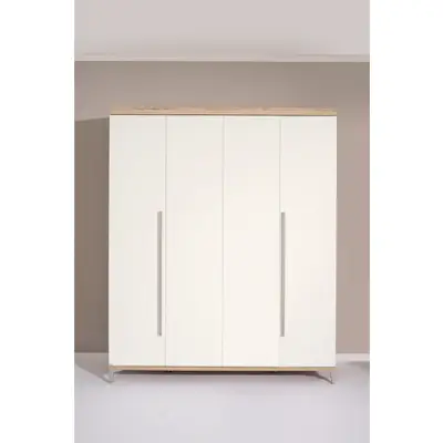 Forte EDWAL Kleiderschrank 280 - 6-türiger Moderne Kleiderschrank Mit Griffmulden In Kaschmir/Beige
