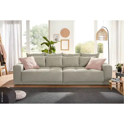 Preisvergleich für Big Sofa Greige Microfaser B/H/T: ca. 298x80x135 cm