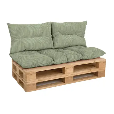Preisvergleich für Amilian Palettenkissen Set 3-teilig Palettenauflagen für Europaletten, Balkon, Terrasse, Sitzkissen 120x60 cm + 2x Kissen, in der Farbe Grün, aus Polyester