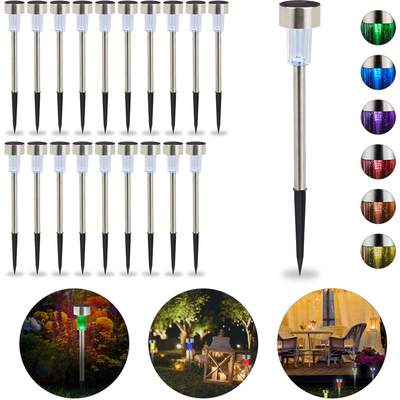 DRULINE Solarleuchten Set – 9 Stück, Edelstahl & Kunststoff, Wasserdicht, Für Garten & Balkon