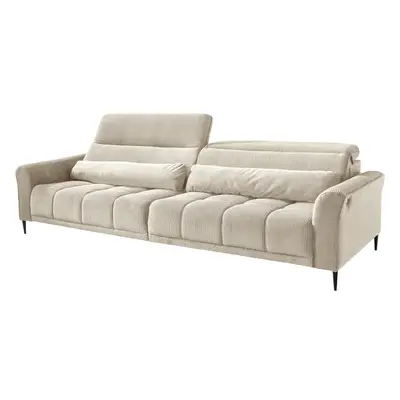 Preisvergleich für Big Sofa Cord beige elektrisch ausfahrbar 280 cm - LOGAN, BxT 127x240 cm