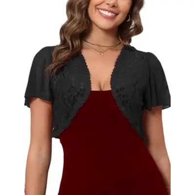 Preisvergleich für Enjyam Damen Bolero Festlich Elegant Spitzen
