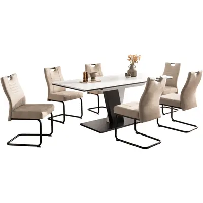 OTTO home Essgruppe Altona, Esstisch ausziehbar plus 6 Stühle Esstisch ausziehbar 140