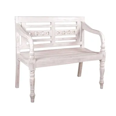 Preisvergleich für DELUKE Gartenbank TOMAS 2-Sitzer 100cm Breit Mahagoni Weiß Terrassenbank Wetterfest Sitzbank Outdoor Bank, BxHxT 100x90x52 cm, aus Holz