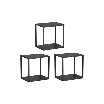 Preisvergleich für en.casa Wandregal, Set 3-tlg., »Nostened« quadratisch Stahl Schwarz, BxHxT 27.5x27.5x20 cm