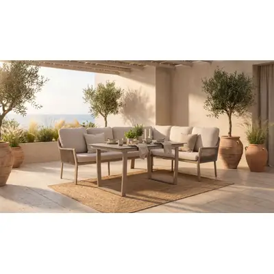 Preisvergleich für TIERRA OUTDOOR Garten/Esslounge Ecke rechts, BxHxT 264x205x205 cm, in der Farbe Beige, aus Metall