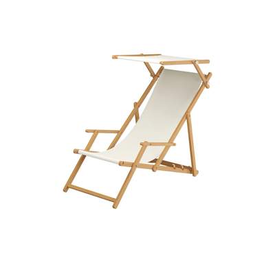 Preisvergleich für Erst-Holz Holz-Liegestuhl Natur Klappstuhl Strand-Liege Stofffarbe Weiß 10-300 Sonnendach, BxHxT 56x90x160 cm, aus Polyester