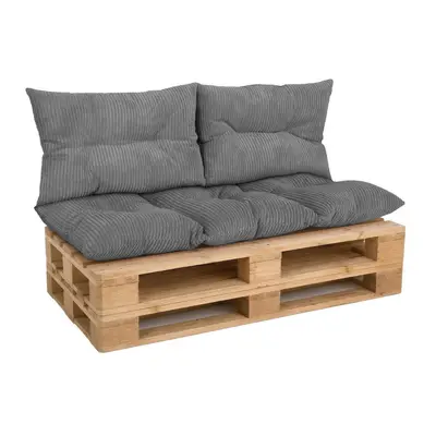 Preisvergleich für Amilian Palettenkissen Set 3-teilig Palettenauflagen für Europaletten, Balkon, Terrasse, Sitzkissen 120x60 cm + 2x Kissen, in der Farbe Grau, aus Polyester