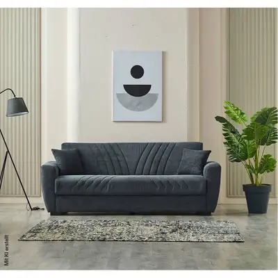 Preisvergleich für Schlafsofa Alanya grau Microfaser B/H/T: ca. 227x91x83 cm