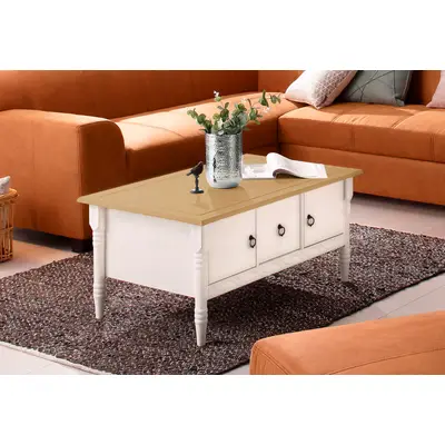 OTTO home Couchtisch Indra aus massiver Kiefer, FSC, mit Stauraum, dezentes Ornament