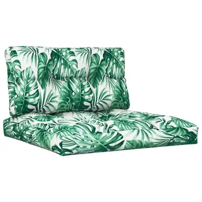 Preisvergleich für vidaXL Palettenkissen 2-Tlg Blattmuster Stoff 360723, BxHxT 80x12x80 cm, in der Farbe Grün, aus Polyester